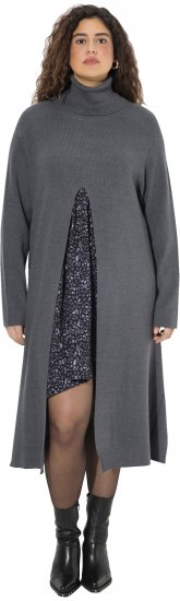 Ulla Popken Long Turtleneck Duster Sweater Graphite Grey - Sweatshirts & hoodies - 