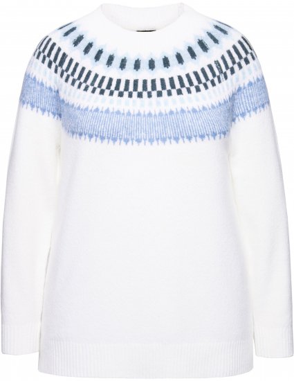 Ulla Popken Norwegian-Inspired Long Sleeve Knit Sweater Snow White - Sweatshirts & hoodies - 