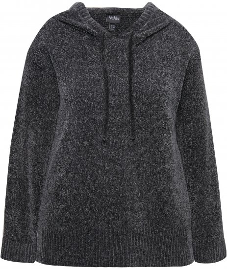 Ulla Popken Chenille Knit Hoodie Graphite Grey - Sweatshirts & hoodies - 