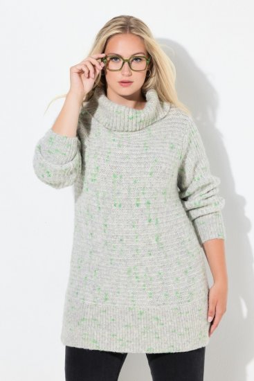 Ulla Popken Space Yarn Oversized Turtleneck Sweater Light Grey Melange - Sweatshirts & hoodies - Sweatshirts, Hoodies e Malhas Aconchegantes