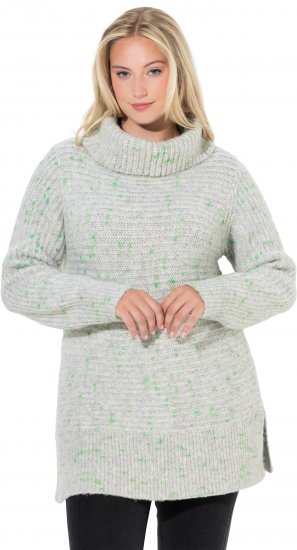 Ulla Popken Space Yarn Oversized Turtleneck Sweater Light Grey Melange - Sweatshirts & hoodies - 