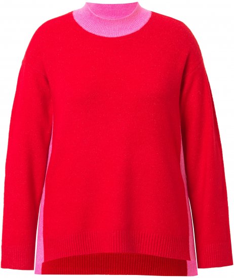Ulla Popken Color Block Long Sleeve Sweater Lychee - Sweatshirts & hoodies - 