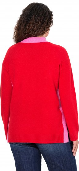Ulla Popken Color Block Long Sleeve Sweater Lychee - Sweatshirts & hoodies - 