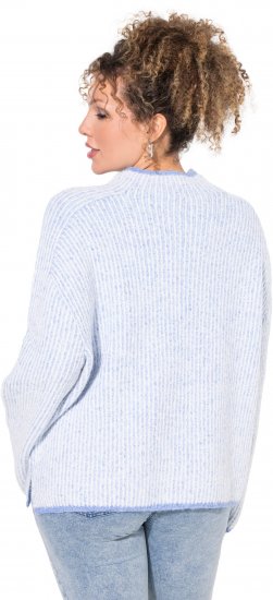 Ulla Popken Striped Wool Blend Turtleneck Sweater Sky Blue - Sweatshirts & hoodies - 