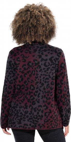 Ulla Popken Leopard Print Scarf Sweater Dark Ruby - Sweatshirts & hoodies - 