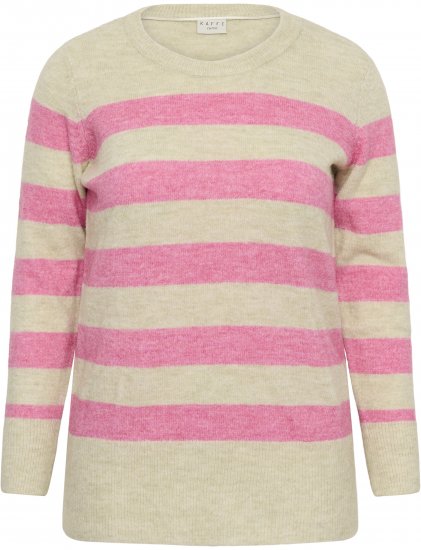 Kaffe Curve Niela Camisola às riscas Cinzento pluma/Rosa mesclado - Pullovers e Malhas - 