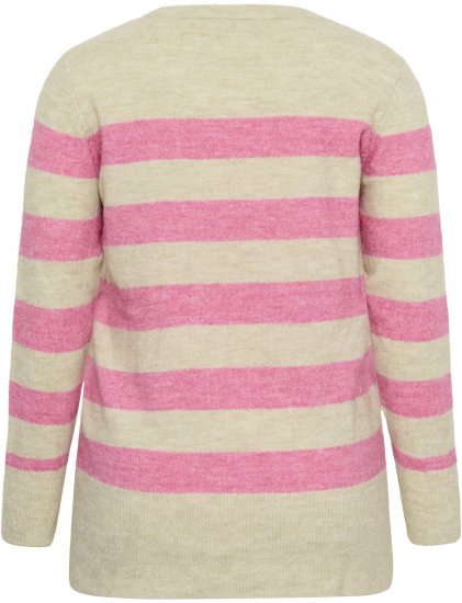 Kaffe Curve Niela Camisola às riscas Cinzento pluma/Rosa mesclado - Pullovers e Malhas - 