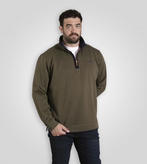 D555 Leicester 2 Quarter Neck Fleece Sweatshirt Khaki - Sweatshirts & hoodies - Sweatshirt & Camisolas com Capuz tamanhos grandes