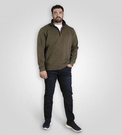 D555 Leicester 2 Quarter Neck Fleece Sweatshirt Khaki - Sweatshirts & hoodies - Sweatshirt & Camisolas com Capuz tamanhos grandes