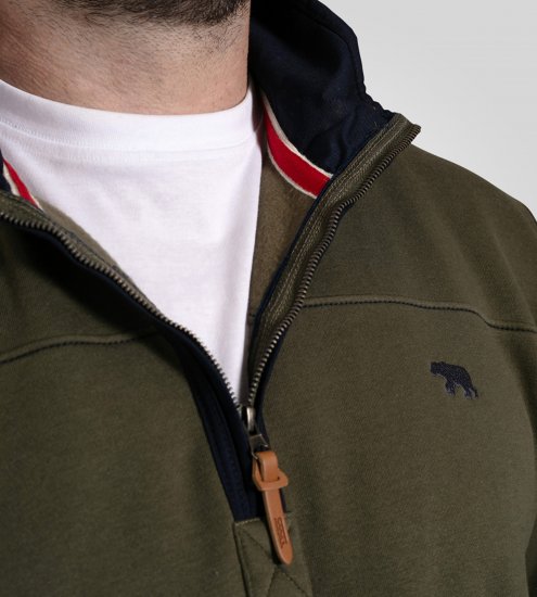 D555 Leicester 2 Quarter Neck Fleece Sweatshirt Khaki - Sweatshirts & hoodies - Sweatshirt & Camisolas com Capuz tamanhos grandes