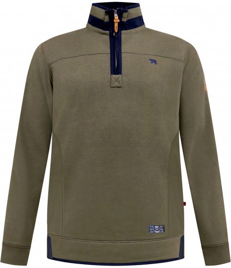 D555 Leicester 2 Quarter Neck Fleece Sweatshirt Khaki - Sweatshirts & hoodies - Sweatshirt & Camisolas com Capuz tamanhos grandes