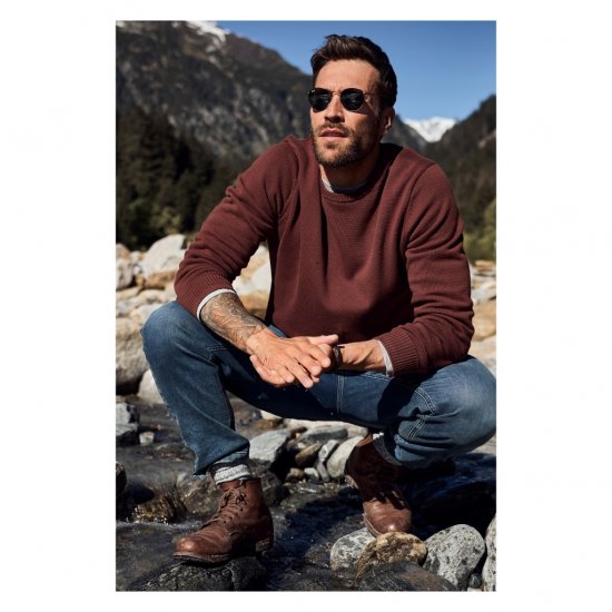 JP1880 Classic Round Neck Long Sleeve Sweater Brick Brown - Sweatshirts & hoodies - Sweatshirt & Camisolas com Capuz tamanhos grandes