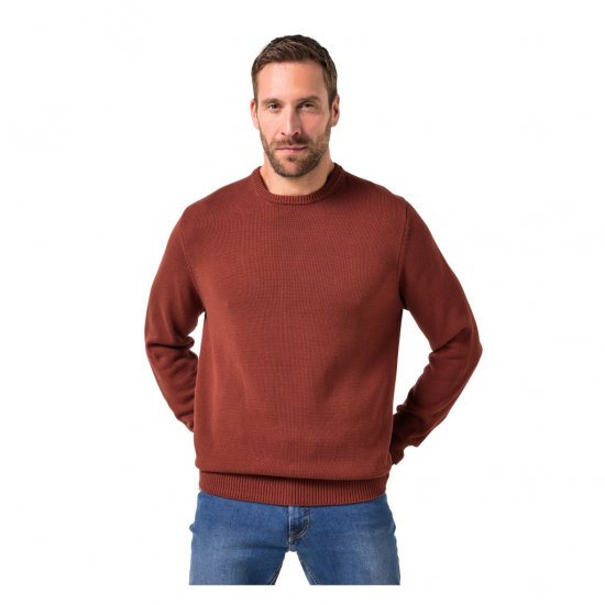 JP1880 Classic Round Neck Long Sleeve Sweater Brick Brown - Sweatshirts & hoodies - Sweatshirt & Camisolas com Capuz tamanhos grandes