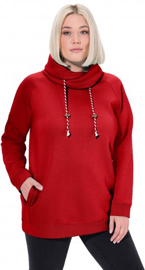Ulla Popken Drawstring Collar Long Sleeve Sweatshirt Salsa Red - Sweatshirts & hoodies - 