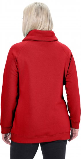 Ulla Popken Drawstring Collar Long Sleeve Sweatshirt Salsa Red - Sweatshirts & hoodies - 