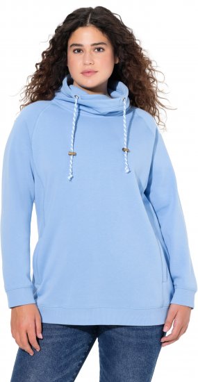 Ulla Popken Drawstring Collar Long Sleeve Sweatshirt Light Blue - Sweatshirts & hoodies - 