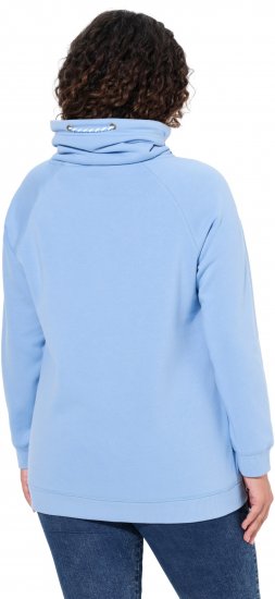 Ulla Popken Drawstring Collar Long Sleeve Sweatshirt Light Blue - Sweatshirts & hoodies - 