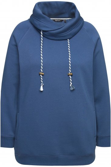 Ulla Popken Drawstring Collar Long Sleeve Sweatshirt Ink Blue - Sweatshirts & hoodies - 