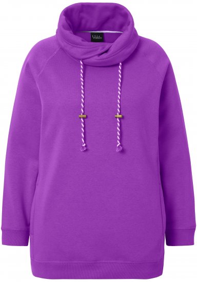 Ulla Popken Drawstring Collar Long Sleeve Sweatshirt Purple - Sweatshirts & hoodies - 