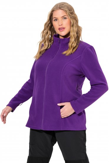 Ulla Popken Modular Fleece Zip Front Jacket Dark Plum - Sweatshirts & hoodies - 