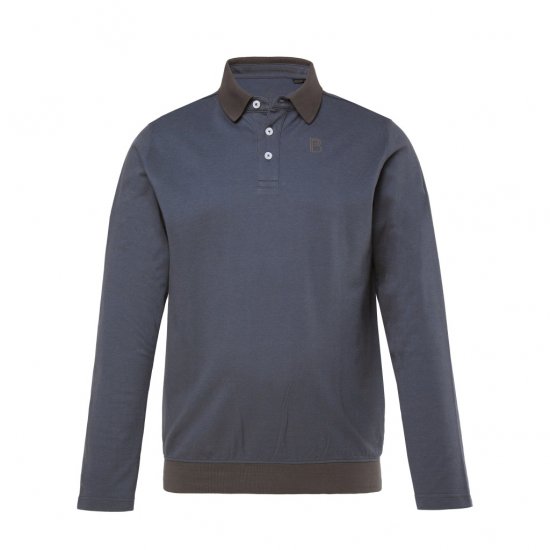 Boston Park Polo Shirt Long Sleeve Pique Grey - Pólos - Pólos Tamanhos Grandes Homem