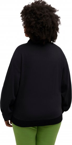 Ulla Popken Gathered Sleeve Oversized Fit Sweatshirt Black - Sweatshirts & hoodies - 