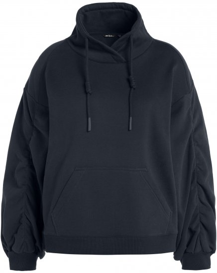 Ulla Popken Gathered Sleeve Oversized Fit Sweatshirt Navy - Sweatshirts & hoodies - 