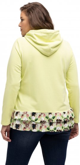 Ulla Popken Ruffle Hem A-line Fit Hooded Sweatshirt Lime Green - Sweatshirts & hoodies - 