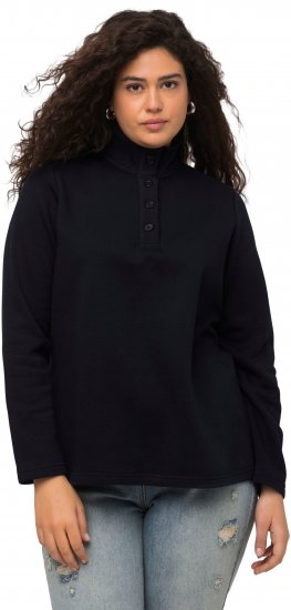 Ulla Popken Tonal Leopard Print Longline Zip-Up Sweatshirt Black - Sweatshirts & hoodies - 