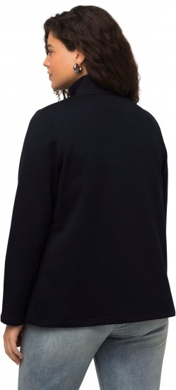 Ulla Popken Tonal Leopard Print Longline Zip-Up Sweatshirt Black - Sweatshirts & hoodies - 