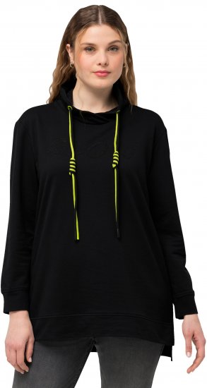 Ulla Popken GLOW Lettered Collared Sweatshirt Black - Sweatshirts & hoodies - 