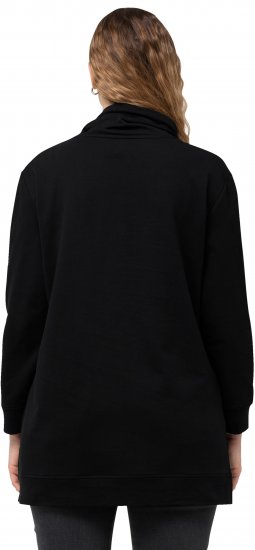 Ulla Popken GLOW Lettered Collared Sweatshirt Black - Sweatshirts & hoodies - 
