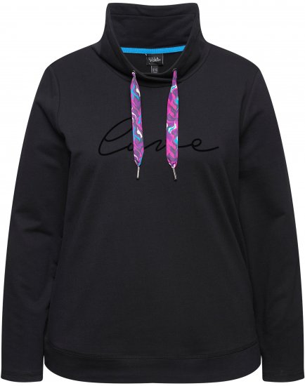 Ulla Popken Stand-Up Collar Long Sleeve Sweatshirt Black - Sweatshirts & hoodies - 