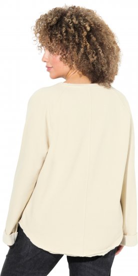 Ulla Popken Embroidered Freedom Rolled Edge Sweatshirt Sand - Sweatshirts & hoodies - 