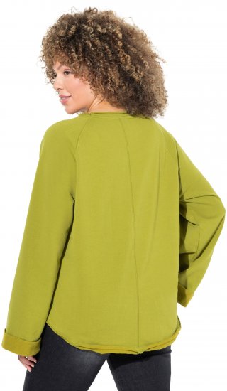 Ulla Popken Embroidered Freedom Rolled Edge Sweatshirt Avocado Green - Sweatshirts & hoodies - 