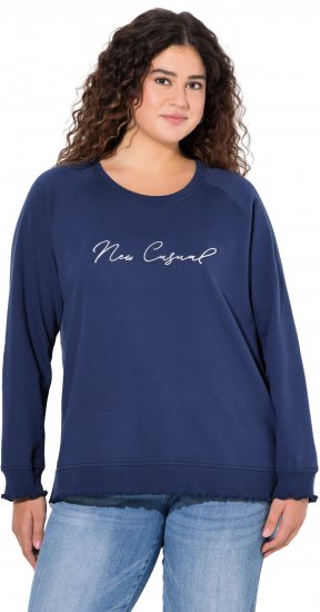 Ulla Popken NEW CASUAL Ruffled Hem Sweatshirt Navy - Sweatshirts & hoodies - 