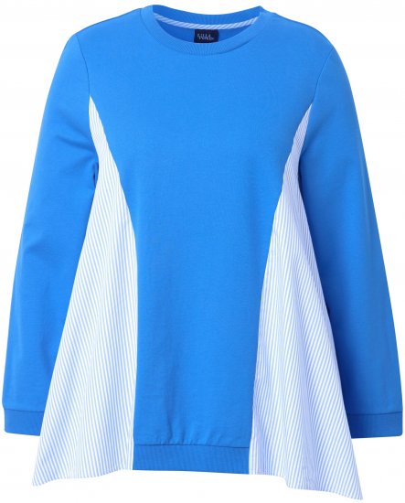 Ulla Popken Pinstripe Gore Long Sleeve Sweatshirt Peacock Blue - Sweatshirts & hoodies - 