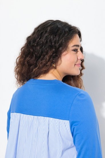 Ulla Popken Pinstripe Gore Long Sleeve Sweatshirt Peacock Blue - Sweatshirts & hoodies - Sweatshirts, Hoodies e Malhas Aconchegantes