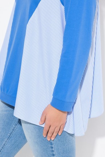 Ulla Popken Pinstripe Gore Long Sleeve Sweatshirt Peacock Blue - Sweatshirts & hoodies - Sweatshirts, Hoodies e Malhas Aconchegantes