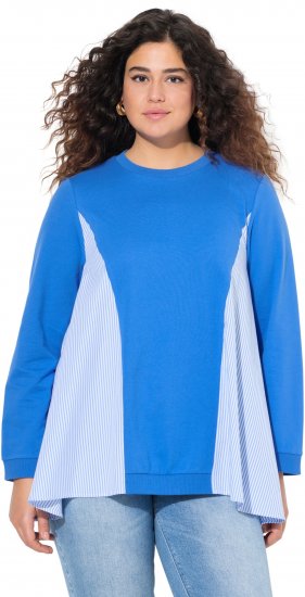 Ulla Popken Pinstripe Gore Long Sleeve Sweatshirt Peacock Blue - Sweatshirts & hoodies - 