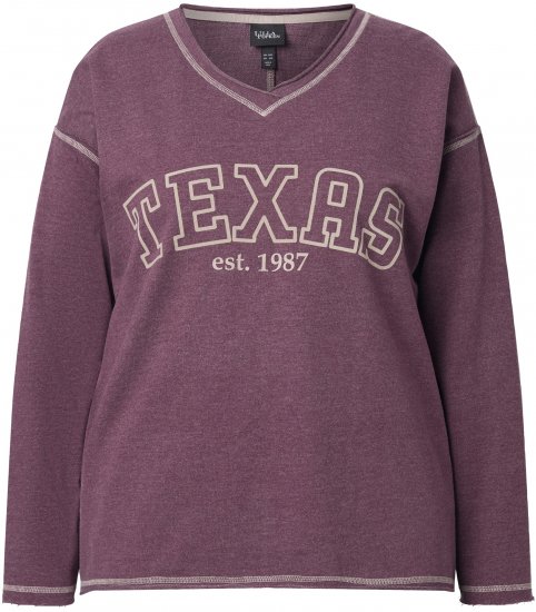 Ulla Popken Texas Contrast Stitching Sweatshirt Dark Ruby - Sweatshirts & hoodies - 