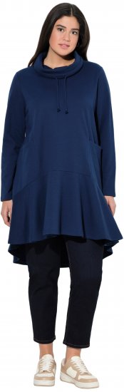 Ulla Popken Flounce Panel Long Sleeve Sweatshirt Dress Navy - Sweatshirts & hoodies - 