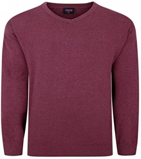 Espionage KW031 V-Neck Pullover Grape Red - Sweatshirts & hoodies - Sweatshirt & Camisolas com Capuz tamanhos grandes