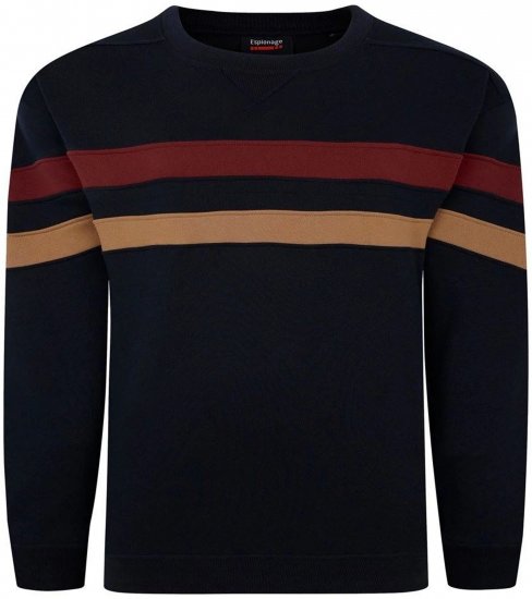 Espionage LW163 Striped Sweatshirt Navy - Sweatshirts & hoodies - Sweatshirt & Camisolas com Capuz tamanhos grandes