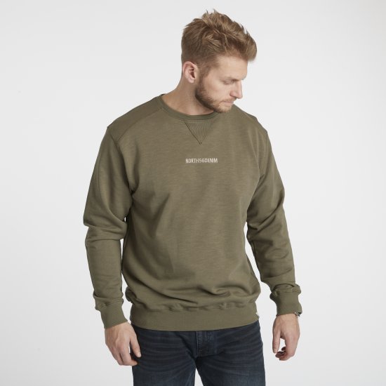 North Latitude Denim Logo Sweatshirt Dusty Olive Green TALL - TALL camisolas - Sweatshirts TALL para Homem Alto