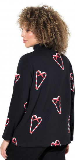 Ulla Popken Candy Cane Graphic Sweatshirt Black - Sweatshirts & hoodies - 