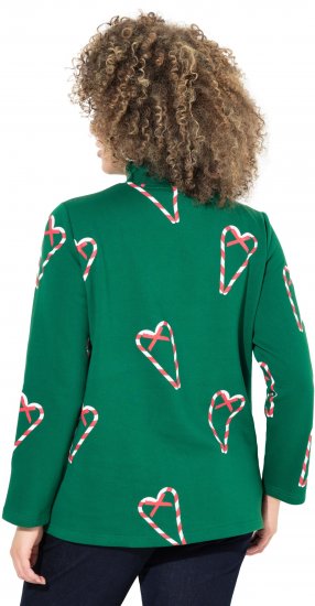 Ulla Popken Candy Cane Graphic Sweatshirt Meadow Green - Sweatshirts & hoodies - 