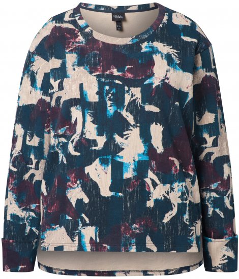 Ulla Popken Horse Print Long Sleeve Sweatshirt Navy - Sweatshirts & hoodies - 
