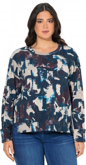 Ulla Popken Horse Print Long Sleeve Sweatshirt Navy - Sweatshirts & hoodies - 