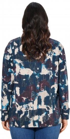 Ulla Popken Horse Print Long Sleeve Sweatshirt Navy - Sweatshirts & hoodies - 